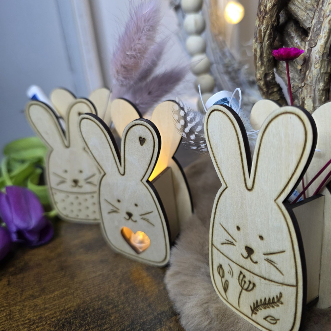 SVG Laser Datei 8 Designs Hasen Mini Hasen zum füllen mit Blumen, Geld oder Ballonlicht Designs Ostern Osterhase SVG-Datei – Bild 2