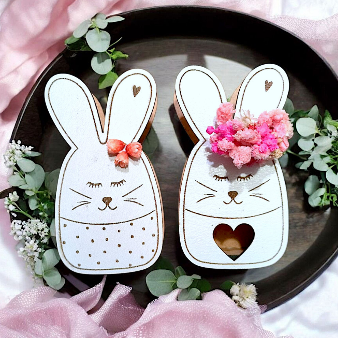 SVG Laser Datei 8 Designs Hasen Mini Hasen zum füllen mit Blumen, Geld oder Ballonlicht Designs Ostern Osterhase SVG-Datei – Bild 3