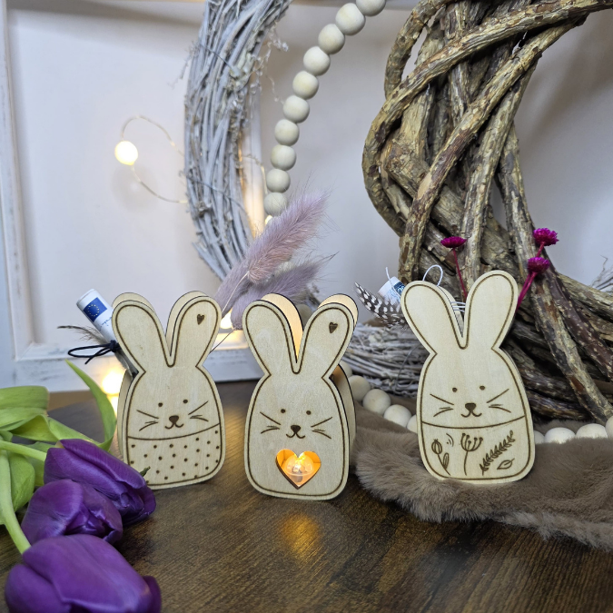 SVG Laser Datei 8 Designs Hasen Mini Hasen zum füllen mit Blumen, Geld oder Ballonlicht Designs Ostern Osterhase SVG-Datei – Bild 4