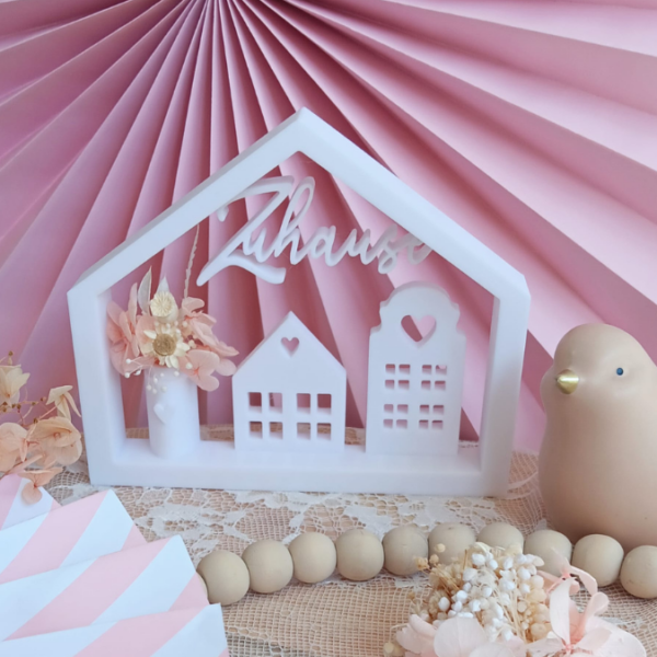 3D Druck Datei STL Haus Zuhause mit Vase und kleinen Häuschen Häuschenliebe 3DDruck Datei – Bild 2