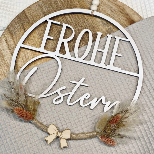 SVG Laser Datei Kranz Frohe Ostern schlicht Osterkranz zum binden für Trockenblumen Laserdatei – Bild 15
