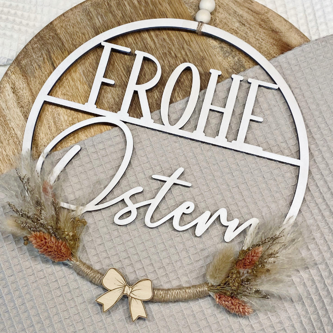 SVG Laser Datei Kranz Frohe Ostern schlicht Osterkranz zum binden für Trockenblumen Laserdatei – Bild 15