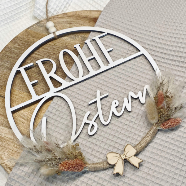 SVG Laser Datei Kranz Frohe Ostern schlicht Osterkranz zum binden für Trockenblumen Laserdatei – Bild 10