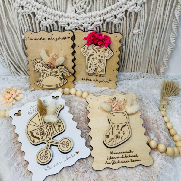 SVG Laser Datei - Karten zur geburt Baby geschenkidee zur Geburt für Blumen oder Geld Postkarten Grußkarten Laserdatei – Bild 13