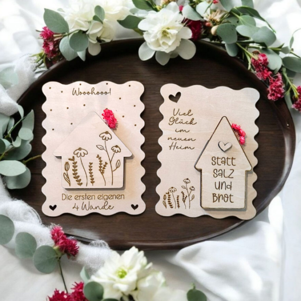 SVG Laser Datei - Karten zum Einzug Umzug erste eigene Wohnung Eigenheim Hauskauf für Blumen oder Geld Postkarten GrußkartenLaserdatei – Bild 3