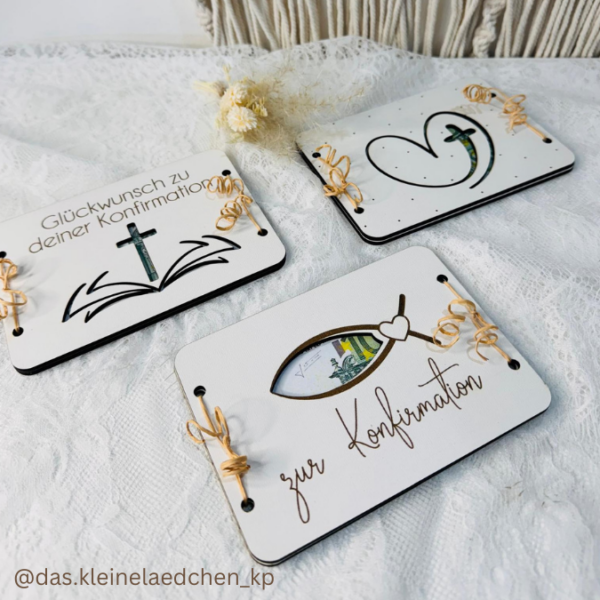 SVG Laser Datei Geldgeschenk Verpackung für Geld 4 Designs kirchliche Anlässe Taufe Konfirmation Kommunion Firmung Gutscheinkarten SVG-Datei Geldkarten – Bild 12