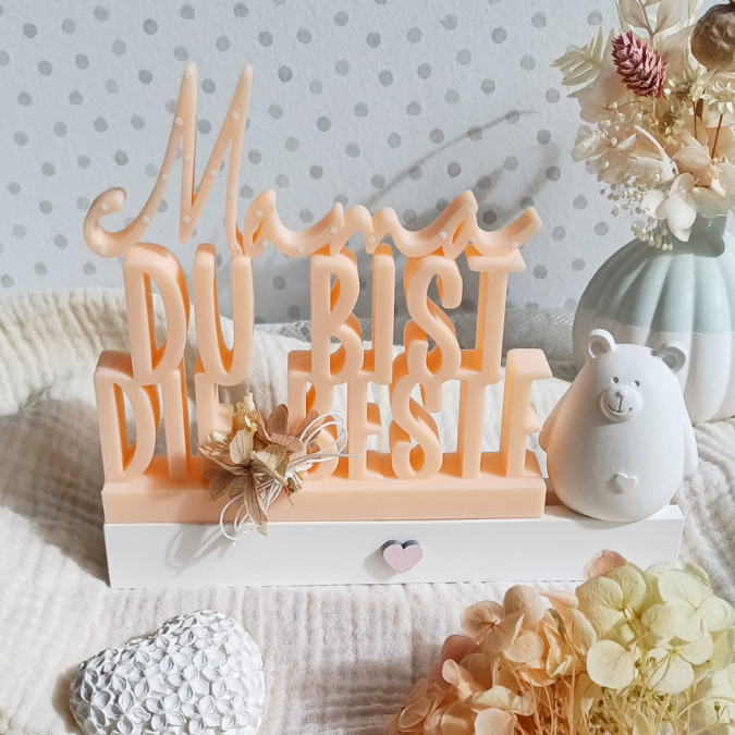STL 3D Druck Datei Schriftzug Mama du bist die beste Muttertag 3DDruck Datei