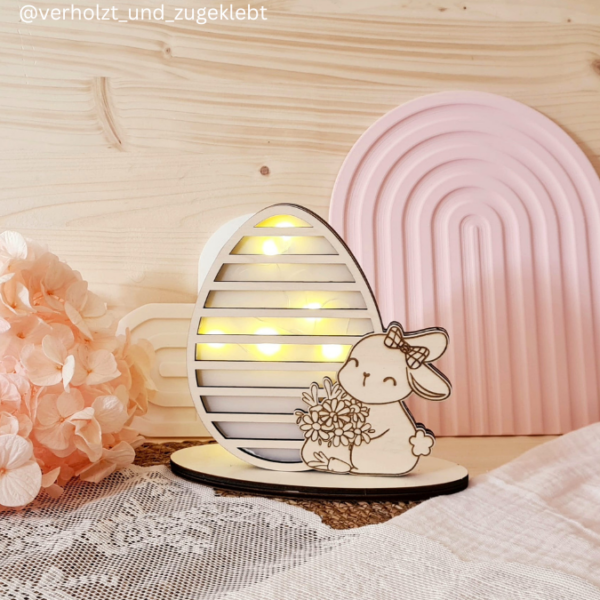 SVG Laser Datei Hase mit Ei Lichtei Lichtfigur beleuchtbar Osterdeko Lichtdatei 3mm und 4mm SVG Datei – Bild 3