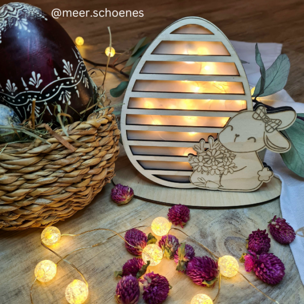 SVG Laser Datei Hase mit Ei Lichtei Lichtfigur beleuchtbar Osterdeko Lichtdatei 3mm und 4mm SVG Datei – Bild 4