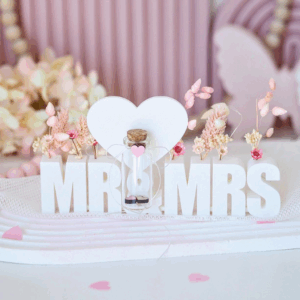 STL 3D Druck Datei Hochzeit Schriftzug Mr & Mrs mit Löchern für Blumen und Platz für Geldgeschenk 3D Druck Datei