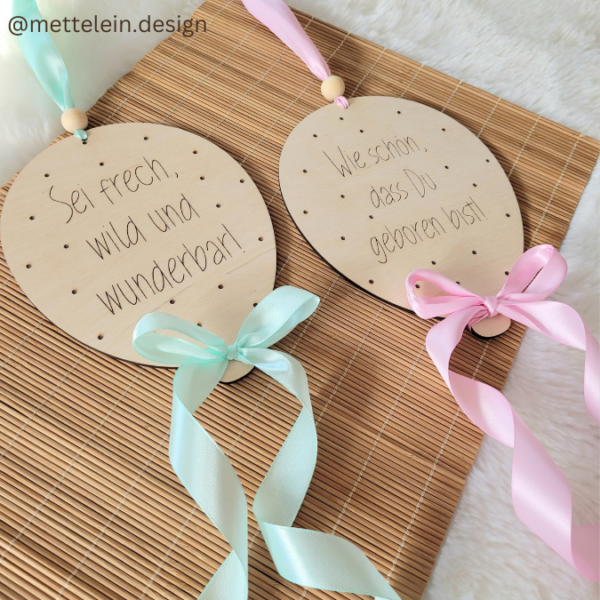 SVG Laserdatei 2er Set Luftballon Kinderzimmerdeko Türschild Sei frech wild und wunderbar & Wie schön das du geboren bist SVG-Datei – Bild 8