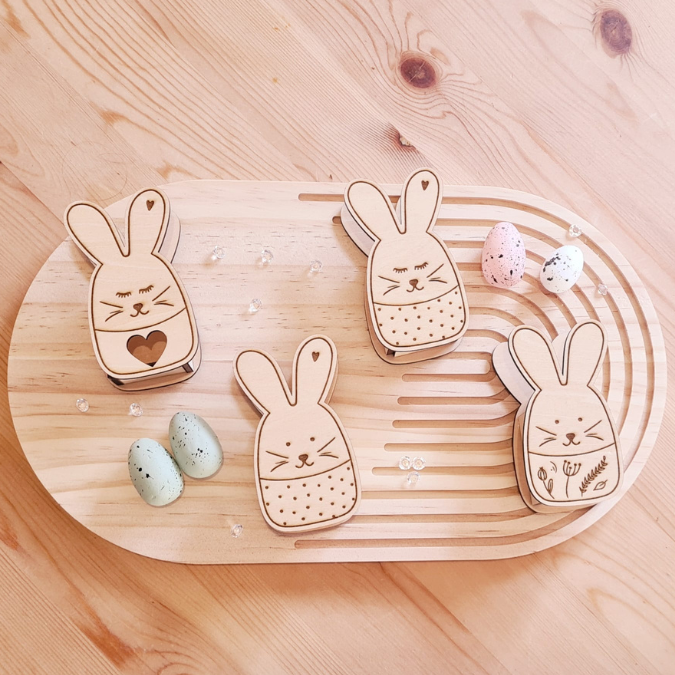 SVG Laser Datei 8 Designs Hasen Mini Hasen zum füllen mit Blumen, Geld oder Ballonlicht Designs Ostern Osterhase SVG-Datei – Bild 7