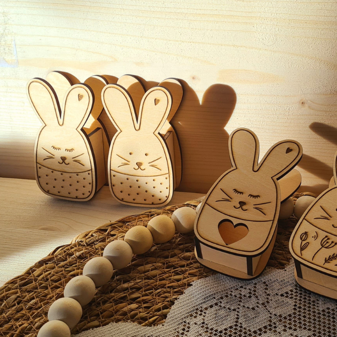 SVG Laser Datei 8 Designs Hasen Mini Hasen zum füllen mit Blumen, Geld oder Ballonlicht Designs Ostern Osterhase SVG-Datei – Bild 8