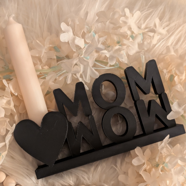 STL 3D Druck Datei Schriftzug MOM WOW mit Herz zum füllen Muttertag 3D-Druck Datei – Bild 3