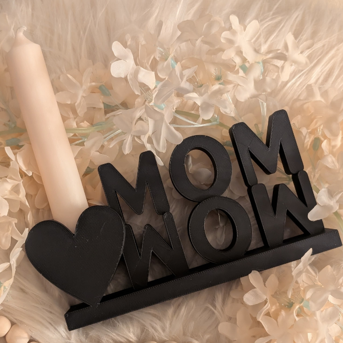 STL 3D Druck Datei Schriftzug MOM WOW mit Herz zum füllen Muttertag 3D-Druck Datei – Bild 3