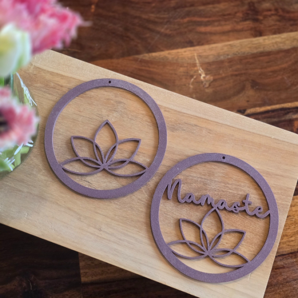 STL 3D Druck Datei Kränze 2er Namaste Lotusblüte Kranz Anhänger Deko Geschenkidee 3D-Druck Datei – Bild 4