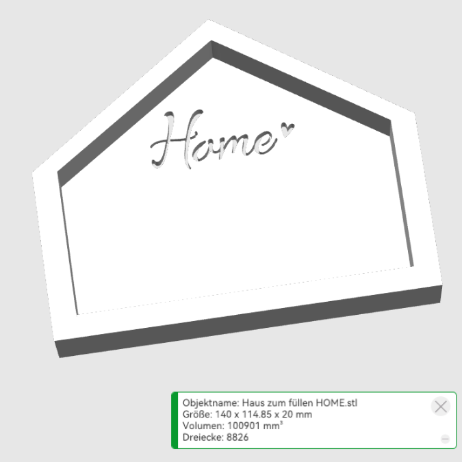 STL 3D Druck Datei Haus Häuchen Blanko HOME zum Befüllen 3DDruck Datei – Bild 2