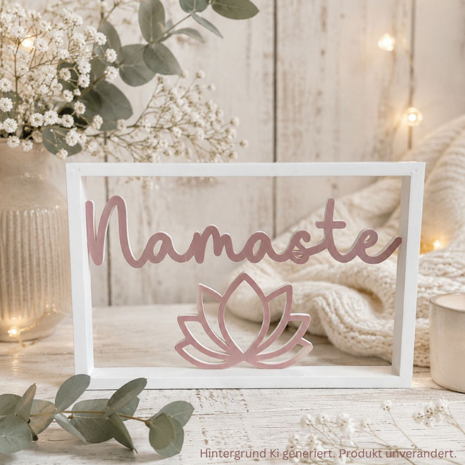 STL 3D Druck Datei NAMASTE im Rahmen Aufsteller Statement 3D-Druck Datei