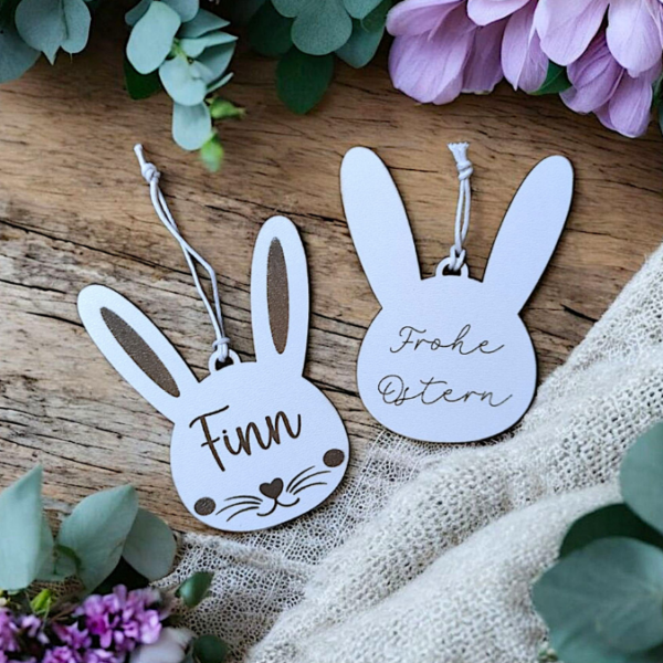 SVG Laser Datei Osteranhänger Hasenanhänger personalisierbar Hasen Osterhase Anhänger Geschenkanhänger Osterdeko Lasercut – Bild 3