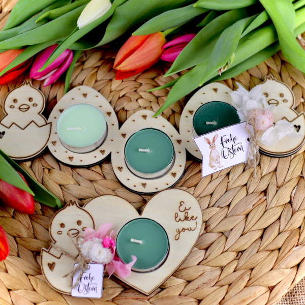 SVG Laser Datei Teelichthalter Ostern Eier XXL Verschiedene Designs Frühling Hasen Kücken Osterdeko Lasercut – Bild 7