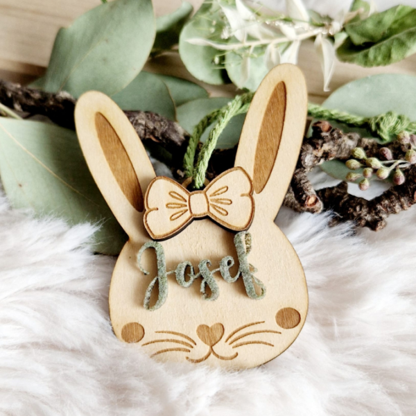 SVG Laser Datei Osteranhänger Hasenanhänger personalisierbar Hasen Osterhase Anhänger Geschenkanhänger Osterdeko Lasercut – Bild 5