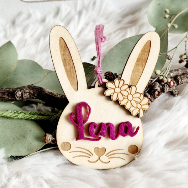 SVG Laser Datei Osteranhänger Hasenanhänger personalisierbar Hasen Osterhase Anhänger Geschenkanhänger Osterdeko Lasercut – Bild 6