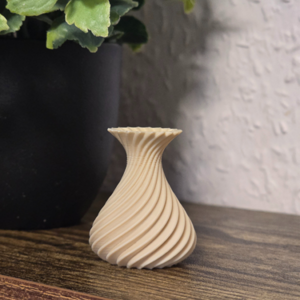 STL 3D Druck Datei Vase Blumenvase mit Rillen Schräg Struktur 3D Druck Datei – Bild 3