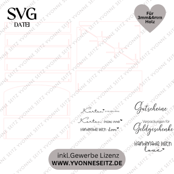 SVG Laser Datei - Laserdatei Postkartenständer regal für Gutscheinkarten 3mm 4mm Groß Postkartenregal Postkartenaufsteller Postkarten Grußkarten Laserdatei – Bild 2