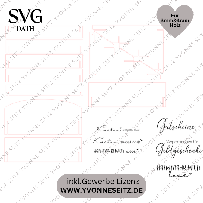 SVG Laser Datei - Laserdatei Postkartenständer regal für Gutscheinkarten 3mm 4mm Groß Postkartenregal Postkartenaufsteller Postkarten Grußkarten Laserdatei – Bild 2
