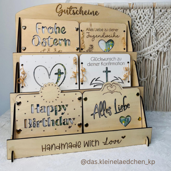 SVG Laser Datei - Laserdatei Postkartenständer regal für Gutscheinkarten 3mm 4mm Groß Postkartenregal Postkartenaufsteller Postkarten Grußkarten Laserdatei – Bild 11