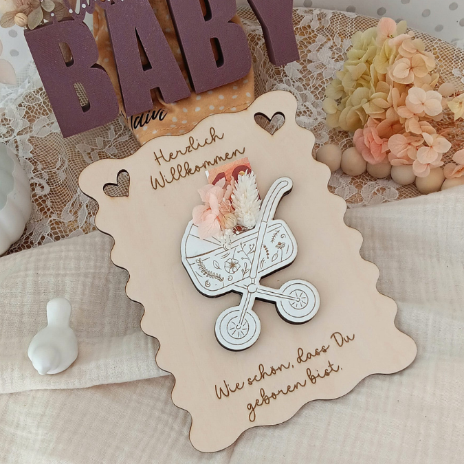 SVG Laser Datei - Karten zur geburt Baby geschenkidee zur Geburt für Blumen oder Geld Postkarten Grußkarten Laserdatei – Bild 33