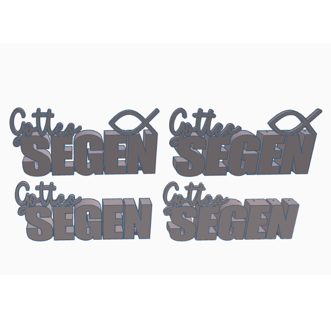 STL 3D Druck Datei Geschenkidee Schriftzug Gottes Segen 2 Designs mit und ohne Löcher für Blumen Taufe Konfirmation Kommunion Firmung 3D Druck Datei – Bild 2