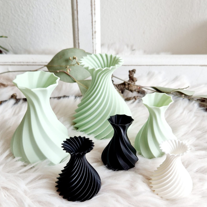 STL 3D Druck Datei Vase Blumenvase mit Wellen Smooth Schräg Struktur 3D Druck Datei – Bild 6