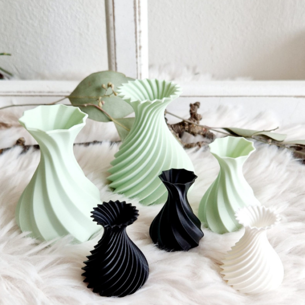 STL 3D Druck Datei Vase Blumenvase mit Rillen Schräg Struktur 3D Druck Datei – Bild 4