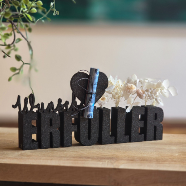 STL 3D Druck Datei Geschenkidee Schriftzug Wunscherfüller mit Löchern für Blumen und Platz für Geldgeschenk 3D Druck Datei – Bild 3