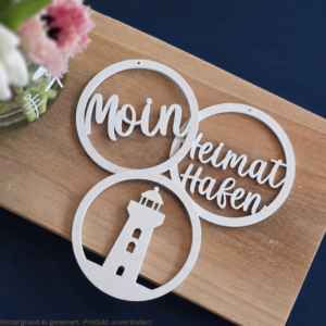 STL 3D Druck Datei Kränze 3er Moin, Leuchtturm und Heimathafen Maritim Anhänger Meer  Geschenkidee 3D-Druck Datei