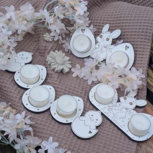 SVG Laser Datei Teelichthalter Ostern Eier XXL Verschiedene Designs Frühling Hasen Kücken Osterdeko Lasercut – Bild 3