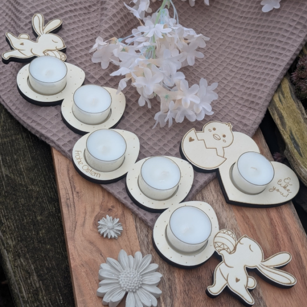 SVG Laser Datei Teelichthalter Ostern Eier XXL Verschiedene Designs Frühling Hasen Kücken Osterdeko Lasercut – Bild 17