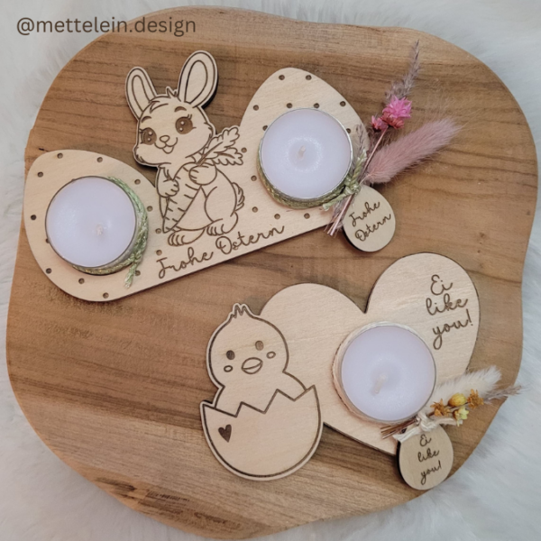 SVG Laser Datei Teelichthalter Ostern Eier XXL Verschiedene Designs Frühling Hasen Kücken Osterdeko Lasercut – Bild 16