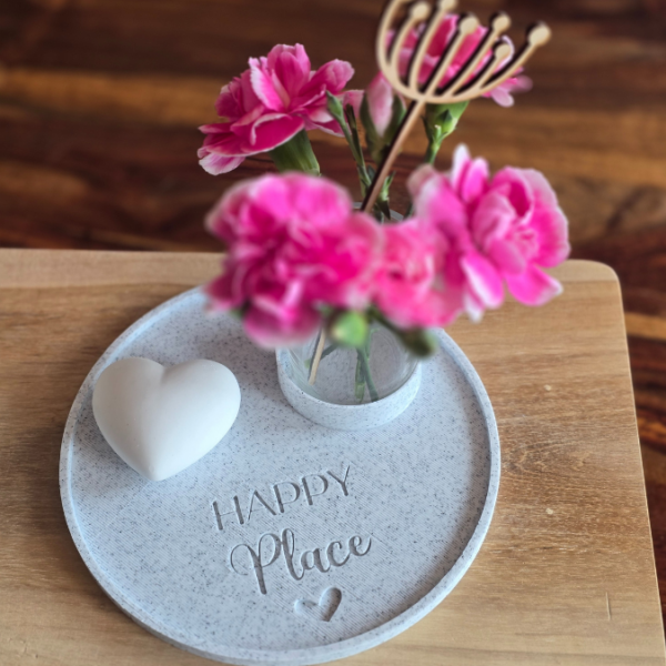 STL 3D-Druck Datei 2er Set Dekoteller rund mit Halter für Teelichtglas "Home sweet home & Happy Place" Teller ca 150mm – Bild 12
