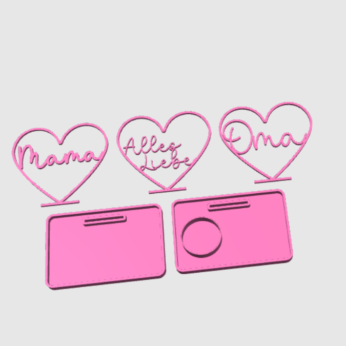 STL 3D-Druck Datei 2er Set Dekoteller Einschieber Rechteckig mit 3 Herzeinschiebern "Mama Oma & Alles Liebe" Maße Teller ca 150x100mm – Bild 15