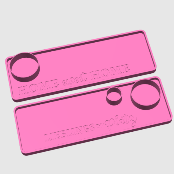 STL 3D Druck Datei 2er Set Dekoteller Rechteckig 260x90mm mit Platz für Teelichtglas oder Reagenzglas BESCHREIBUNG LESEN 3D-Druck Datei – Bild 2