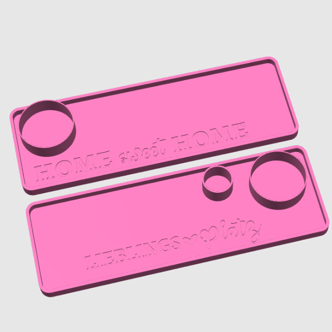 STL 3D Druck Datei 2er Set Dekoteller Rechteckig 260x90mm mit Platz für Teelichtglas oder Reagenzglas BESCHREIBUNG LESEN 3D-Druck Datei – Bild 2