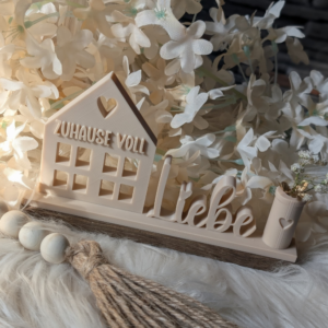 STL 3D Druck Datei Aufsteller Zuhause voll Liebe mit Vase Haus Häuschenliebe 3D-Druck Datei