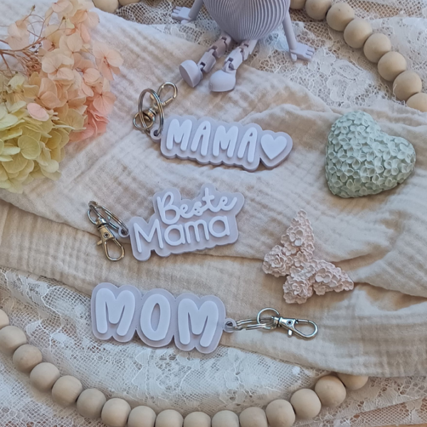 STL 3D Druck Datei Schlüsselanhänger 3er Mama Muttertag Beste Mama MOM WOW 3D-Druck Datei – Bild 2