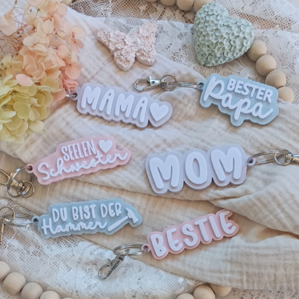 STL 3D Druck Datei Schlüsselanhänger 3er Mama Muttertag Beste Mama MOM WOW 3D-Druck Datei – Bild 9
