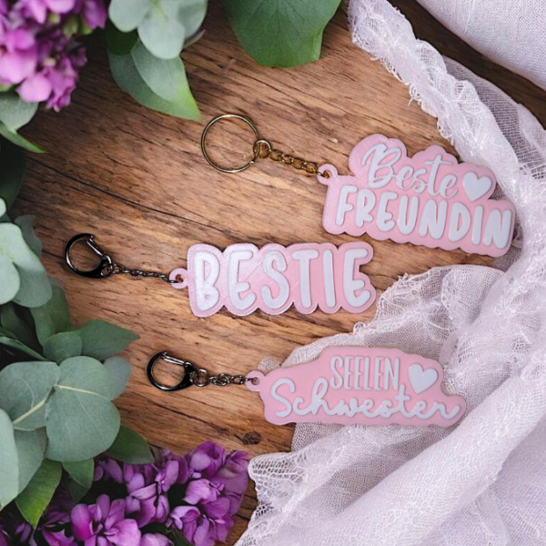 STL 3D Druck Datei Schlüsselanhänger 3er Freundin Beste Bestie Freundschaft 3D-Druck Datei – Bild 3