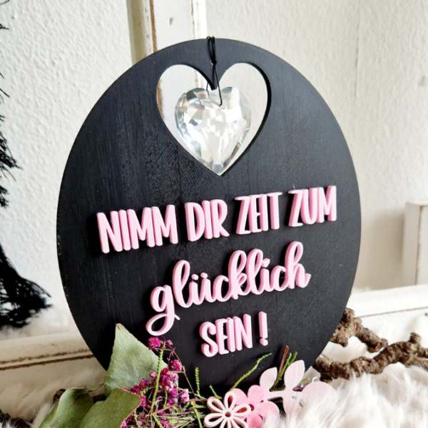 STL 3D Druck Datei 2er Aufsteller Sonnenfäner Positives Statement "Nimm dir Zeit zum glücklich sein"&"Lass die Sonne in dein Herz  3D-Druck – Bild 4