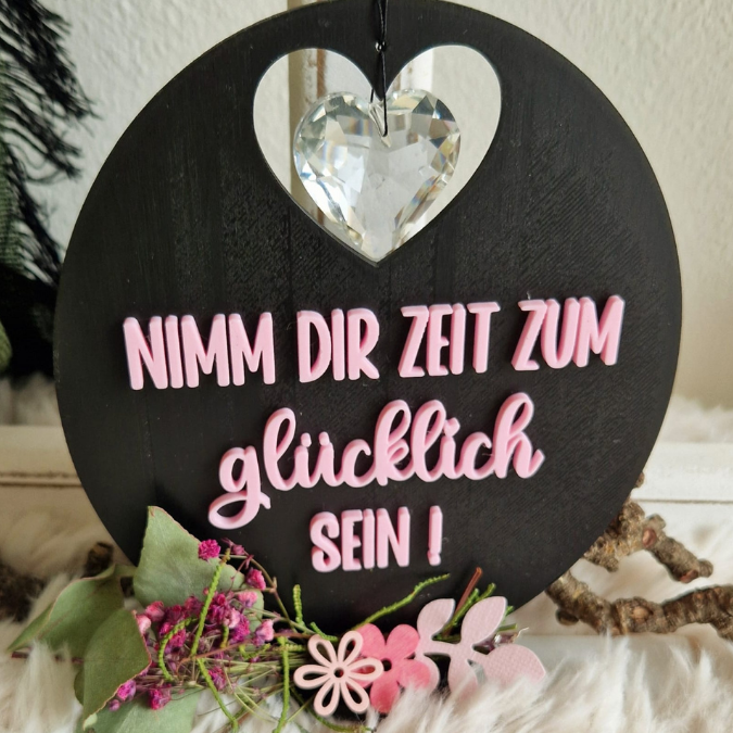 STL 3D Druck Datei 2er Aufsteller Sonnenfäner Positives Statement "Nimm dir Zeit zum glücklich sein"&"Lass die Sonne in dein Herz 3D-Druck – Bild 2