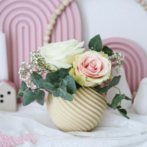 STL 3D Druck Datei Vase Blumenvase für Trockenblumen rund schräge rillen wellen 3D Druck Datei